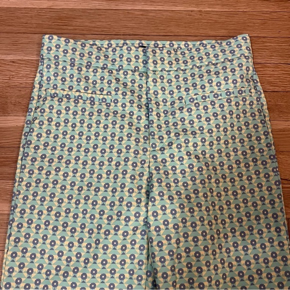 Zara Yellow Green Printed Flare Pants Bottoms S - Picture 4 of 11